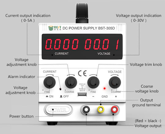 Best Laboratory Power Supply with 1 Channel 30V 5A BST-305D