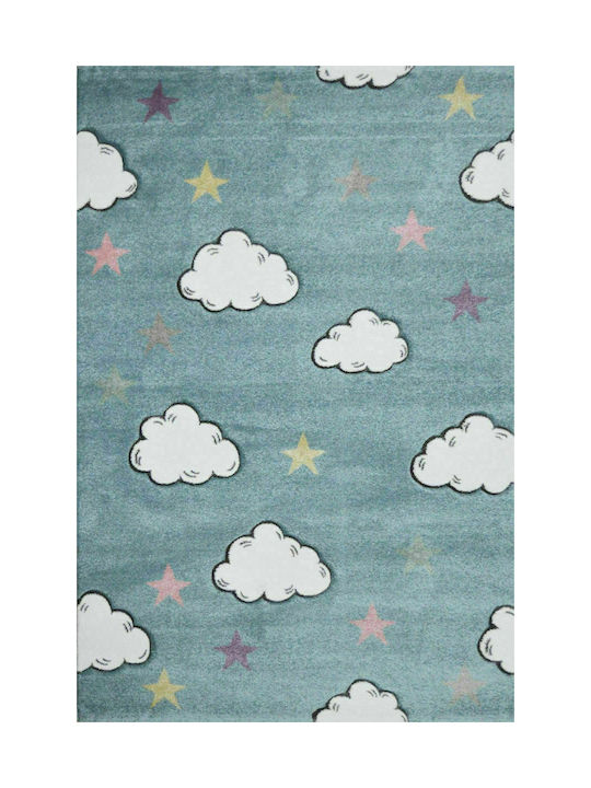 Tzikas Carpets 17419-030 Παιδικό Χαλί Σύννεφα Πετρόλ 133x190cm Πάχους 13mm