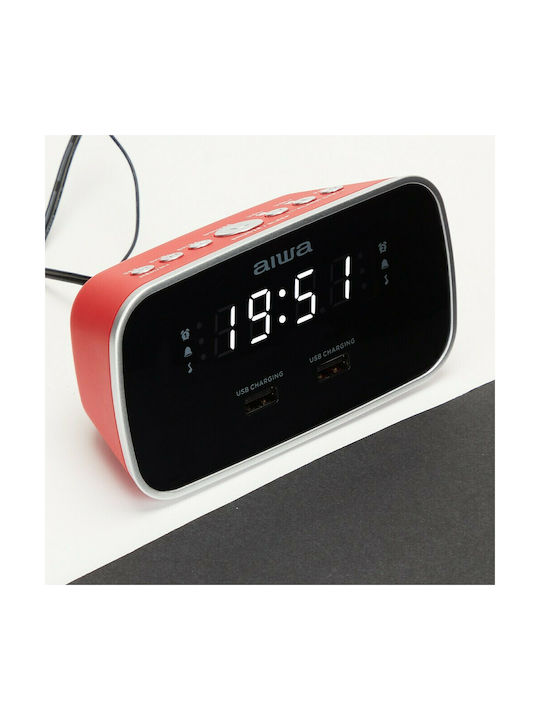 Aiwa Tabletop Digital Clock with Alarm & Radio CRU-19RD