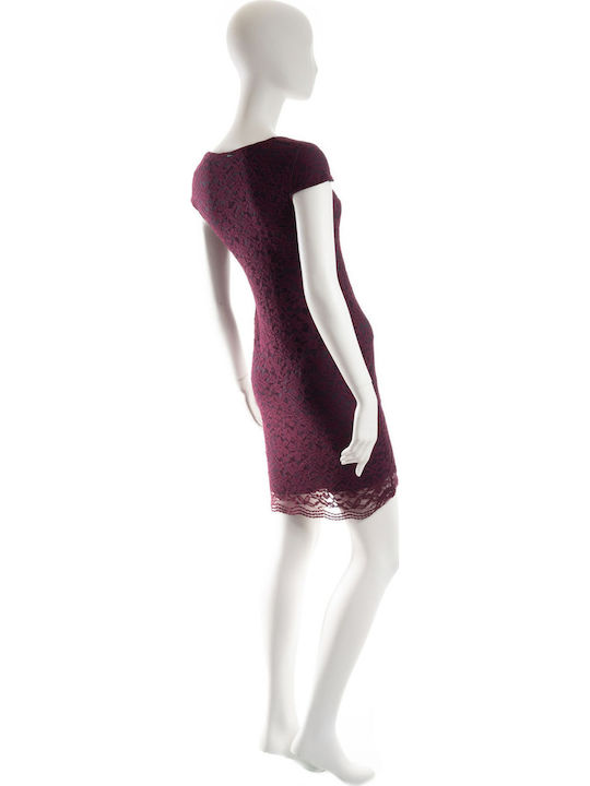 Toi&Moi Mini Evening Dress with Lace Wine