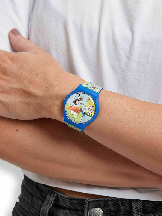 Swatch Smak! - Peanuts Мъжки часовник с Каучук Летенца Swatch Smak! - Peanuts Мъжки часовник с Каучук Летенца