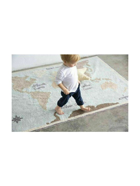 Lorena Canals Handmade Kids Cotton Rug Vintage Map 140x200cm