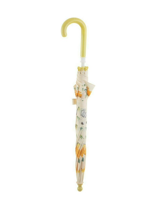 Sass & Belle Kinder Regenschirm Gebogener Handgriff Savannah Safari Gelb mit Durchmesser 66cm.