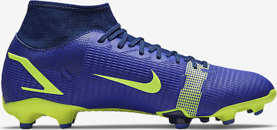 Nike Mercurial Superfly 8 Academy MG Ψηλά Ποδοσφαιρικά Παπούτσια με Τάπες Μπλε