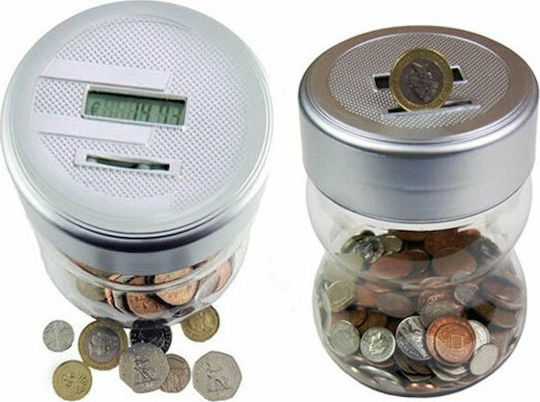 Smart Safe Jar Money Box Plastic Transparent 12x12x17cm