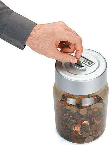 Smart Safe Jar Money Box Plastic Transparent 12x12x17cm