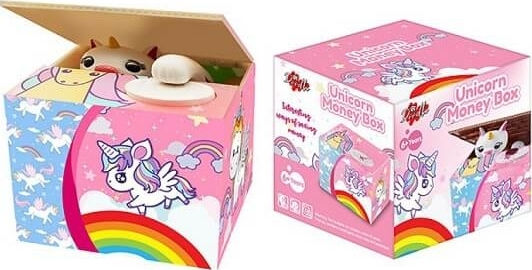 Geheimer Münzen Schlauer Einhorn Kinder Spardose Plastik Rosa 12x9x10cm