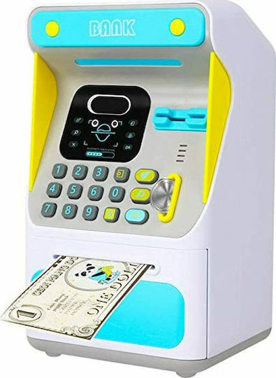 Money Bank Atm Children's Money Box Plastic Blue 16x14x26.5cm