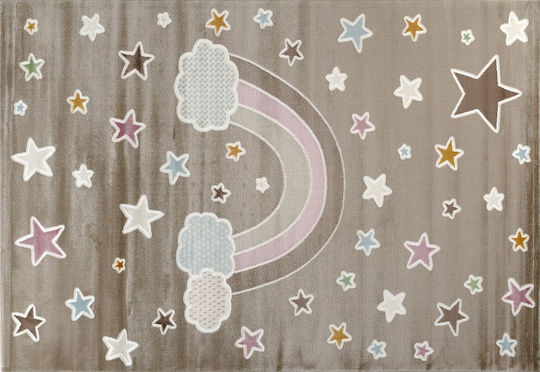Tzikas Carpets 33076-070 Детско килимче Звезди Кафяв 133x190см Дебелина 11мм