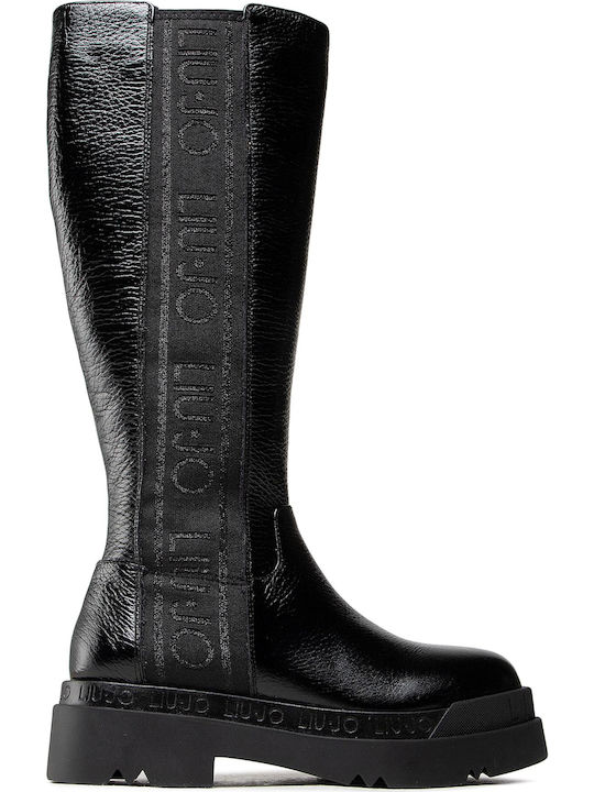 Liu Jo Leather Women's Boots Love 12 Black