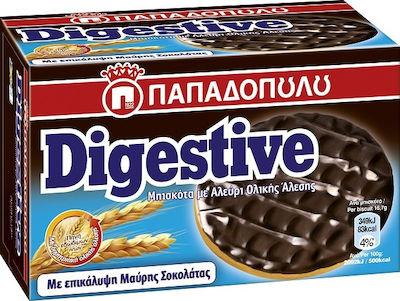 Παπαδοπούλου Μπισκότα Digestive με Επικάλυψη Μαύρη Σοκολάτα 200gr