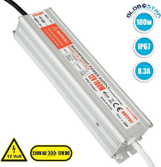 GloboStar LED Power Supply Waterproof IP67 Power 100W with Output Voltage 12V