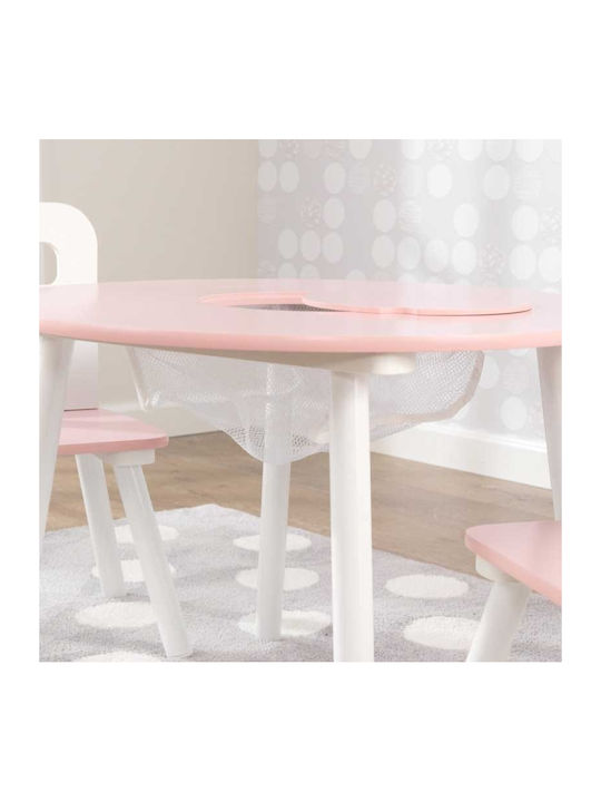Round Storage Table Комплект Детска Маса със Столове от Пластмаса Розов Kidkraft