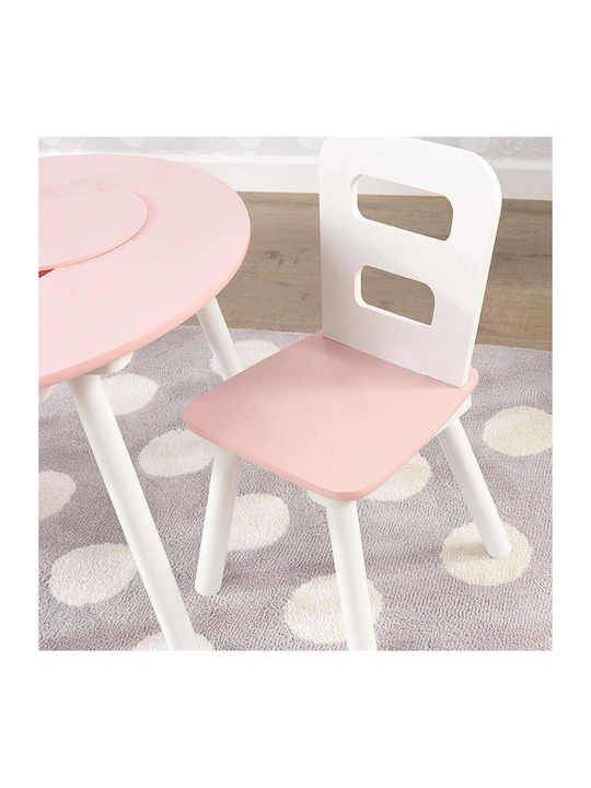Round Storage Table Комплект Детска Маса със Столове от Пластмаса Розов Kidkraft