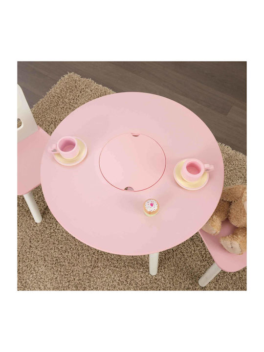 Round Storage Table Комплект Детска Маса със Столове от Пластмаса Розов Kidkraft