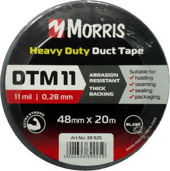 Morris DT11 Black Self-Adhesive Fabric Tape Black 48mmx50m 1pcs 33479