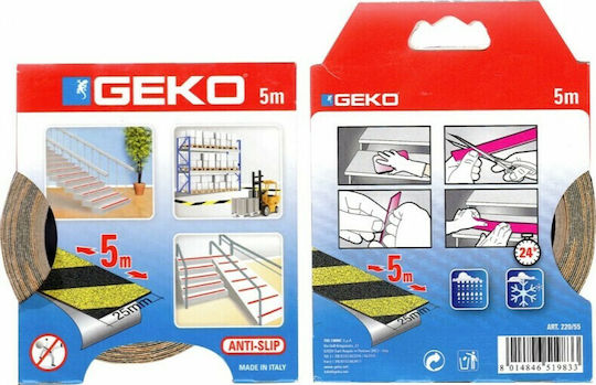 Geko Κίτρινη-Μαύρη Αυτοκόλλητη Αντιολισθητική Ταινία Πολύχρωμη 5mx25mm