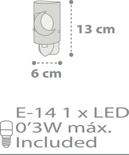 Ango Φωτάκι Νυκτός LED Φεγγάρι και Αστέρια Ρεύματος Γκρι Θερμό