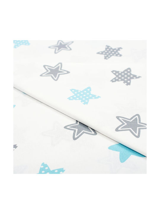 Dimcol Star Бебешки Чаршаф За Количка Памук с ластик Светлосин 70x140бр