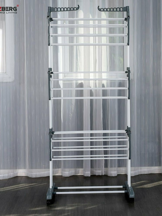 Herzberg Plastic Folding Floor Clothes Drying Rack 126x64cm