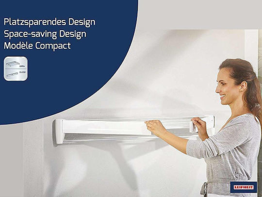 Leifheit Telegant 36 Protect Plus Wall Clothes Drying Rack Aluminum with Hanging Length 3.6m
