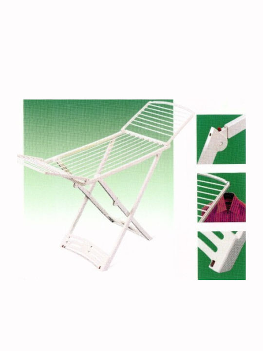 Gimi Zaffiro Folding Floor Clothes Drying Rack for Balcony Plastic with Wheels with Hanging Length 20m