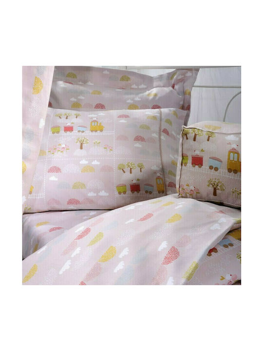 Down Town Home Baby Sheets Set Crib Cotton Satin Pink 120x170cm 3pcs