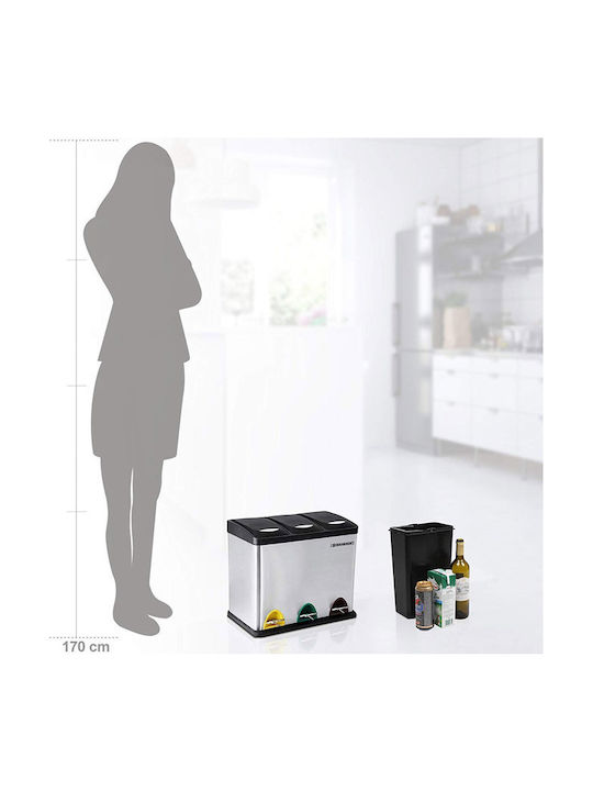 Songmics Coș de Reciclare din Oțel Inoxidabil cu Pedală Argintiu 24lt 1buc