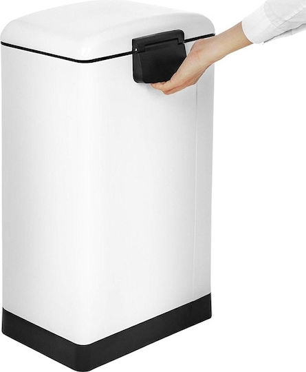 Songmics Soft-Close Waste Bin Metallic with Pedal White 30L