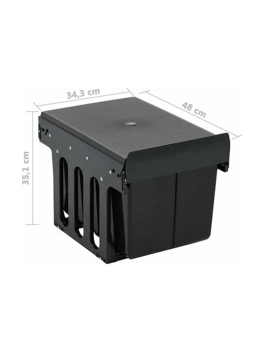 vidaXL Soft Close Recycling Waste Bin For Cabinet Plastic Black 36L