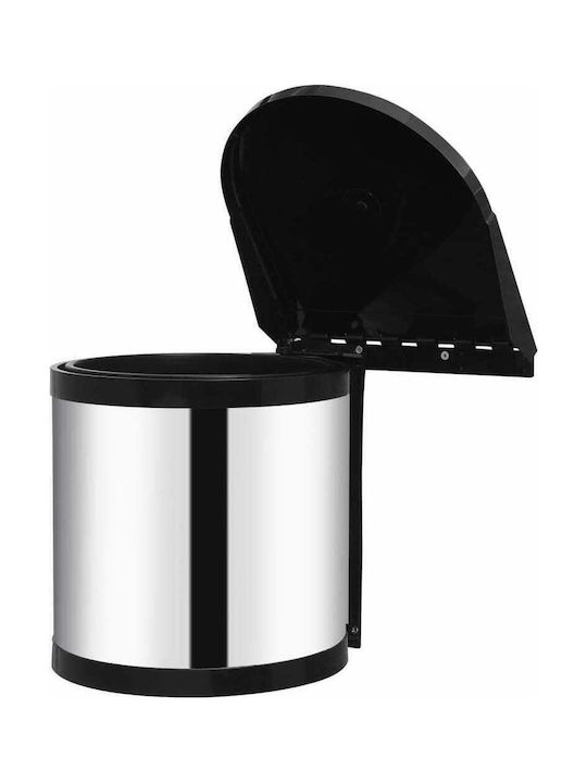 vidaXL Waste Bin Waste made of Stainless Steel for Cabinet Silver 8lt 1pcs