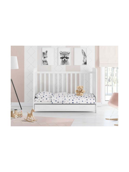 Dimcol Star Бебешки Чаршаф За Количка Памук с ластик Син 70x140бр
