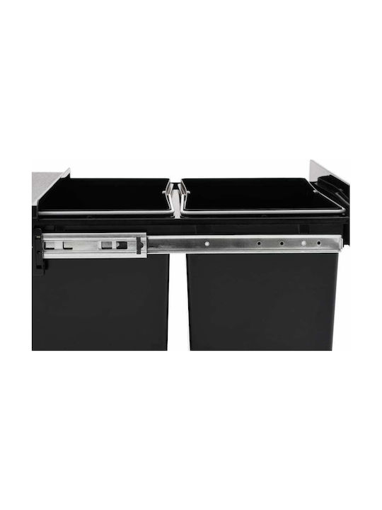vidaXL Coș De Gunoi Soft Close Pentru Dulap Din Plastic Negru 20lt