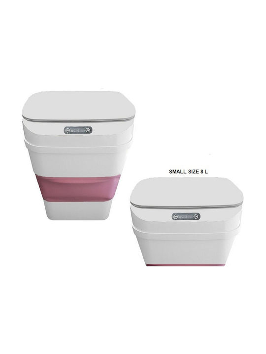ZSW-L11 Κάδος Απορριμμάτων Πλαστικός White-Pink με Φωτοκύτταρο 8lt