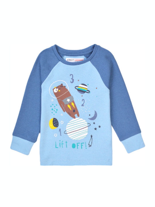 Minoti Set Top & Bottom Kids Winter Pyjamas Light Blue