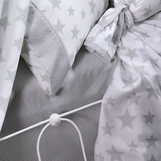 Down Town Home Sateen Starry Baby Sheets Set Crib Cotton Satin Gray 120x170cm 3pcs