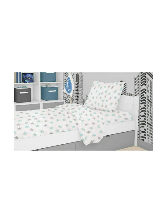 Dimcol Star Baby Sheet Cradle Cotton Light Blue 80x110cm