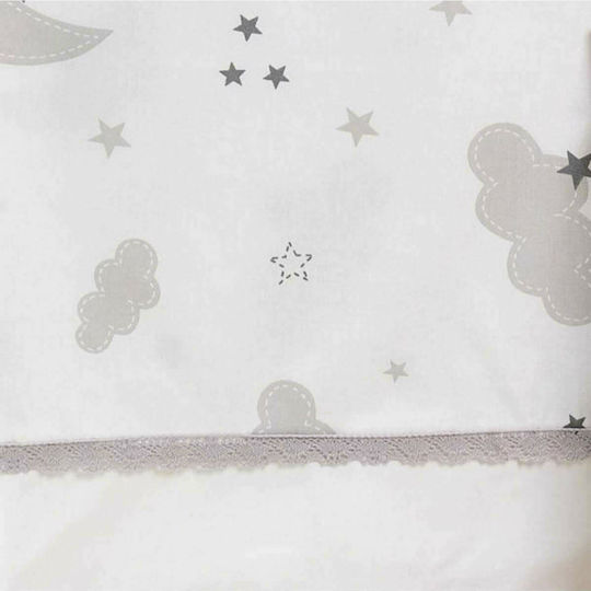 abo Moon Комплект Бебешки Чаршафи За Количка Памучни с ластик Сив 70x140бр 3бр
