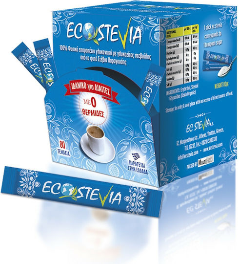 EC Stevia с еритритол Стевия Прах 80 Пръчки