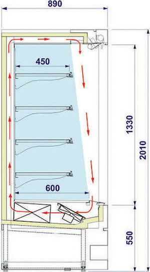 Isa Multiview 250 TN Vitrinen-Kühlschrank Selbstbedienung 2098Es 260x88.5x201.3cm.