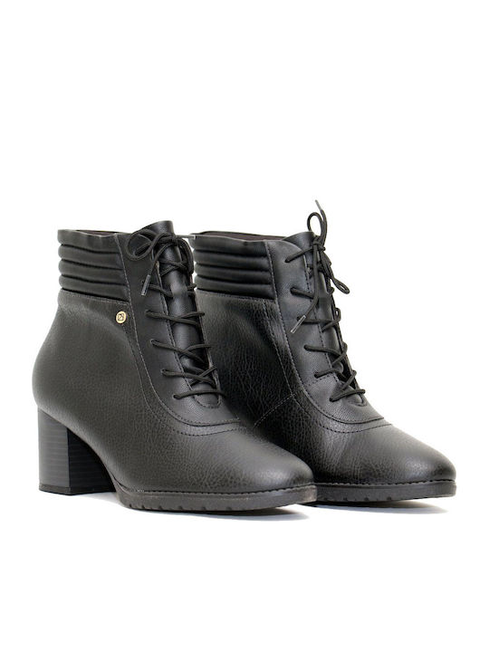 Piccadilly Leather Women's Ankle Boots with Medium Heel Black