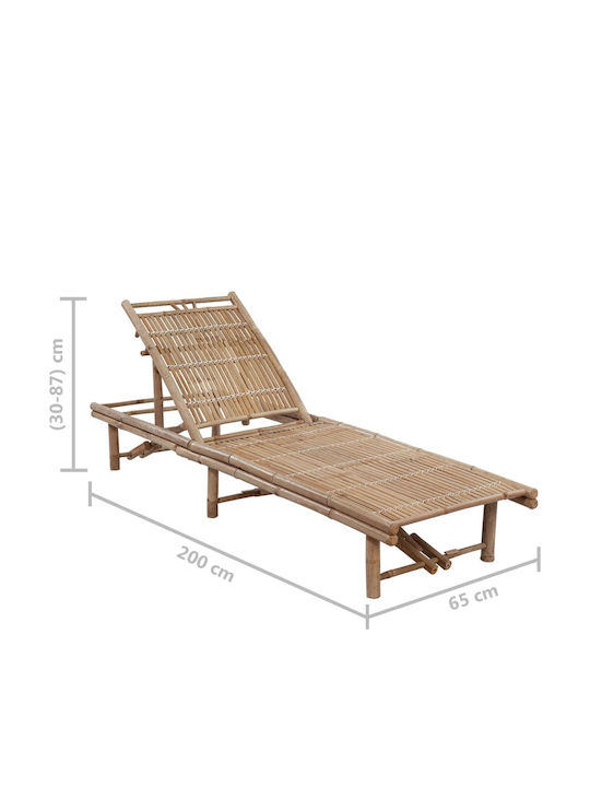 Ξαπλώστρα από Μπαμπού με Μαξιλάρι Καφέ / Taupe 200x65x30εκ.