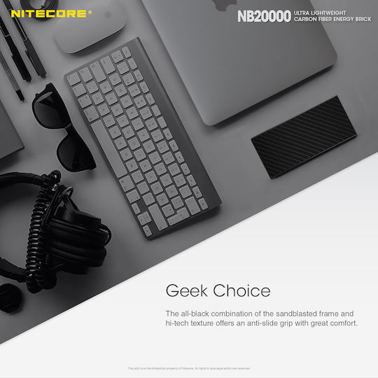 NiteCore NB20000 Power Bank 20000mAh 45W with 2 USB-A Ports and USB-C Port Carbon Fiber