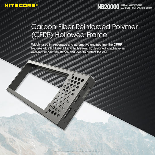 NiteCore NB20000 Power Bank 20000mAh 45W with 2 USB-A Ports and USB-C Port Carbon Fiber