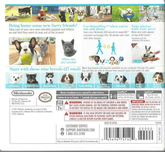 Nintendogs + Cats French Bulldog & New Friends 3DS Game