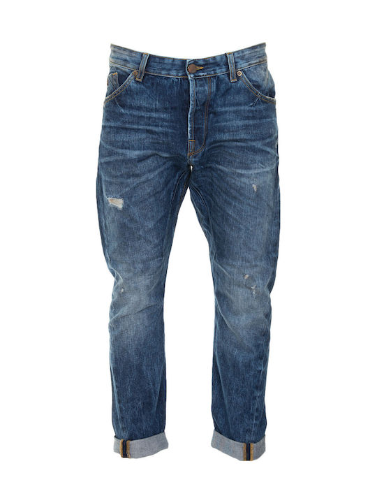 Arion Pantaloni Jeans pentru Bărbați Cropped cu Croială Slim Tapered Albastru