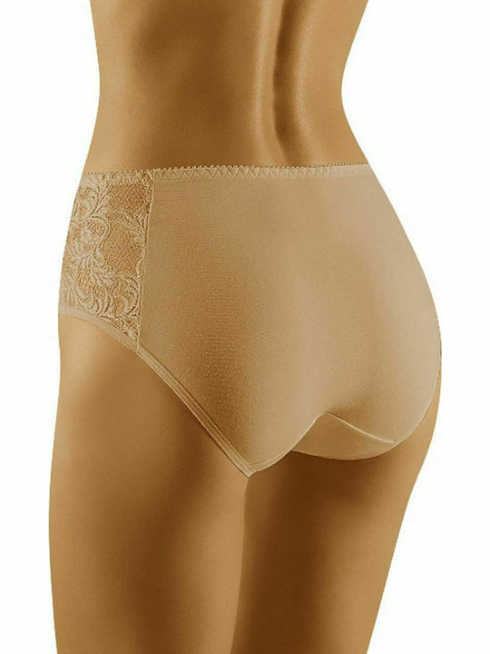 Wolbar Eco-Vu Baumwolle Hochtailliert Damen Slip mit Spitze Beige 129466