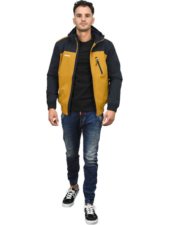 Jacket Bomber Waterproof Ochre / Navy Blue