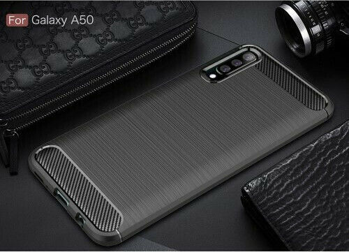Hurtel Carbon Brushed Back Cover Σιλικόνης Μαύρο (Galaxy A50)