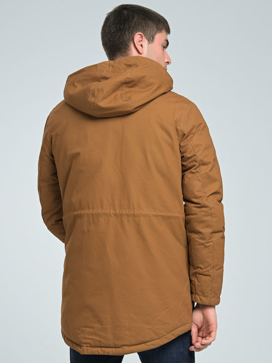 Jack & Jones Men's Winter Parka Jacket Rubber Camel